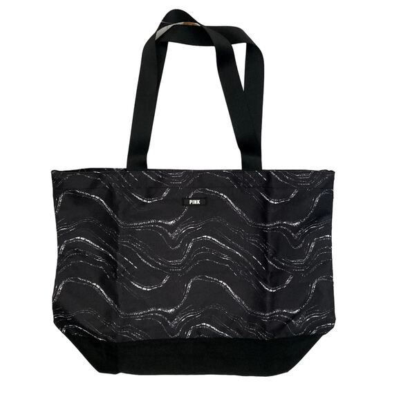 PINK Victoria's Secret Weekender Marble Tote Bag - Navy Blue - NEW - Picture 1 of 9